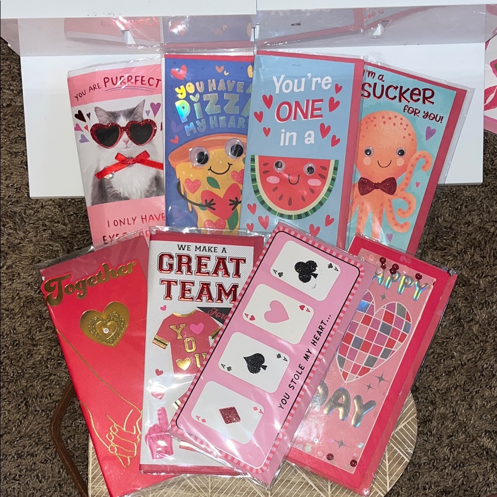 8 PACK Pink Valentine Greeting Card Pack Designs CLOSEOUT PRICE WHOLESALE